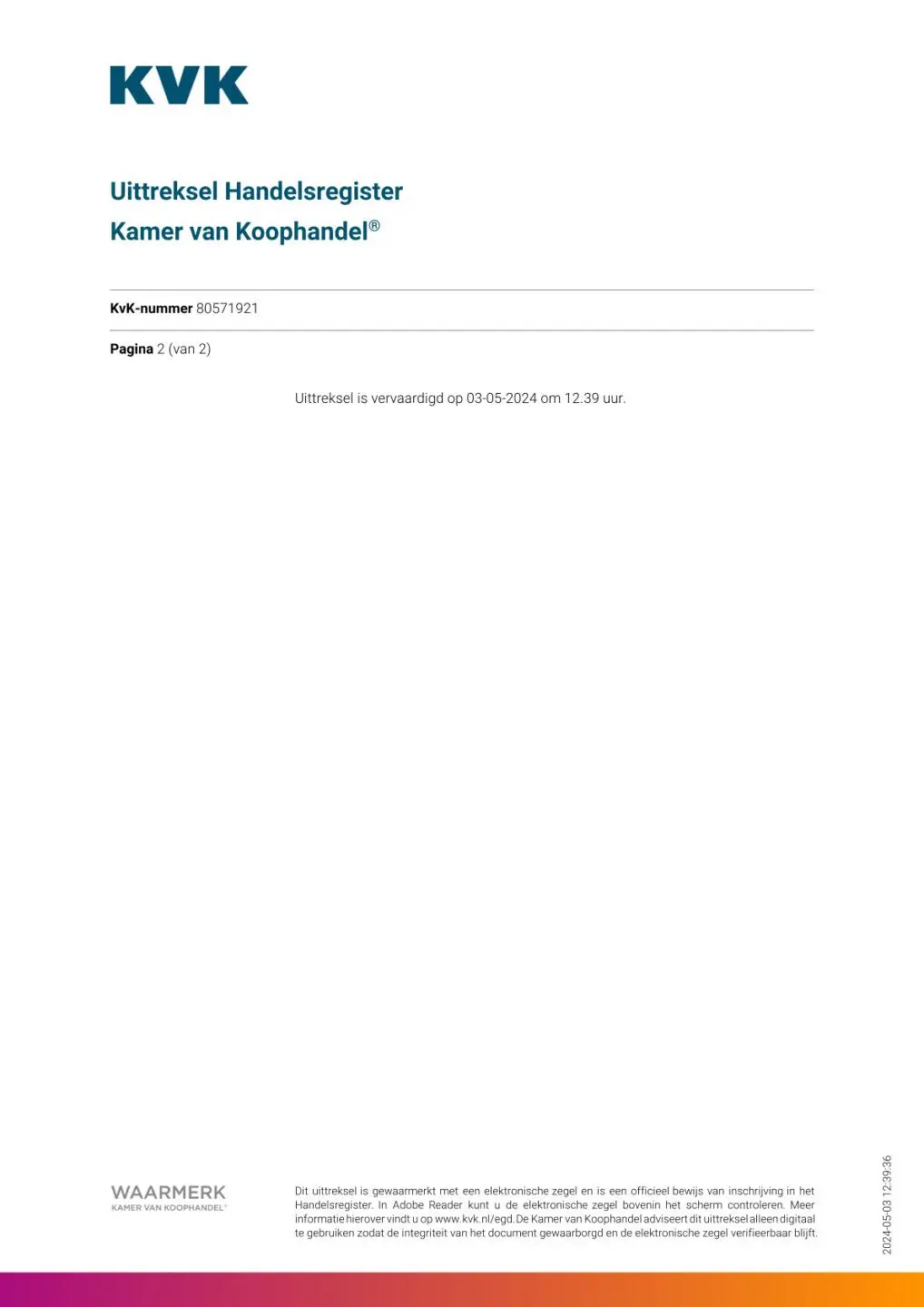 uittreksel handelsregister kamer van koophandel 2 van 2 nieuw